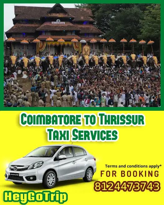 Coimbatore to Thrissur Taxi Fare